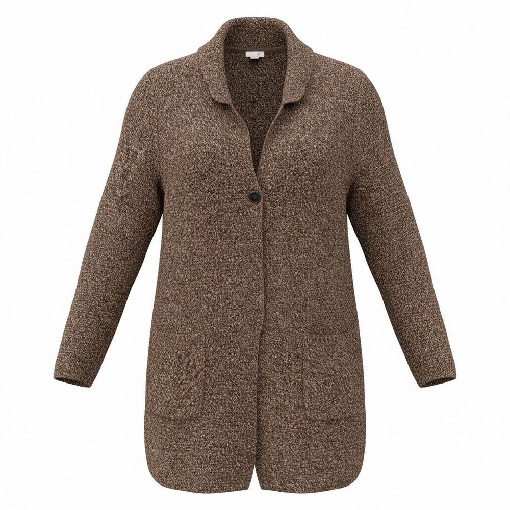 J Jill Sweater Womens XL Brown Chunky Cardigan Duster Button Pockets Cotton